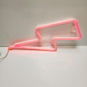 Neon Sign Décor Lightning Bolt Battery Operated or USB Plug-In 12" Hanging LED
